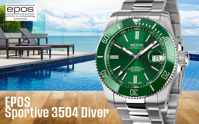 EPOS(エポス)/3504 Diver/ダイバーズウォッチ/3504GR グリーン 腕時計 