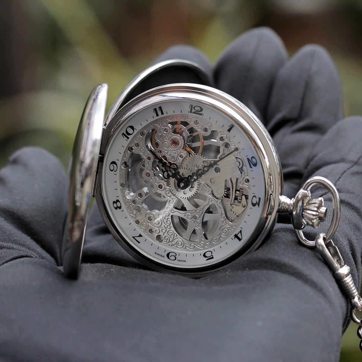 エポス懐中時計　両面スケルトン　2078P  手巻き特徴懐中時計