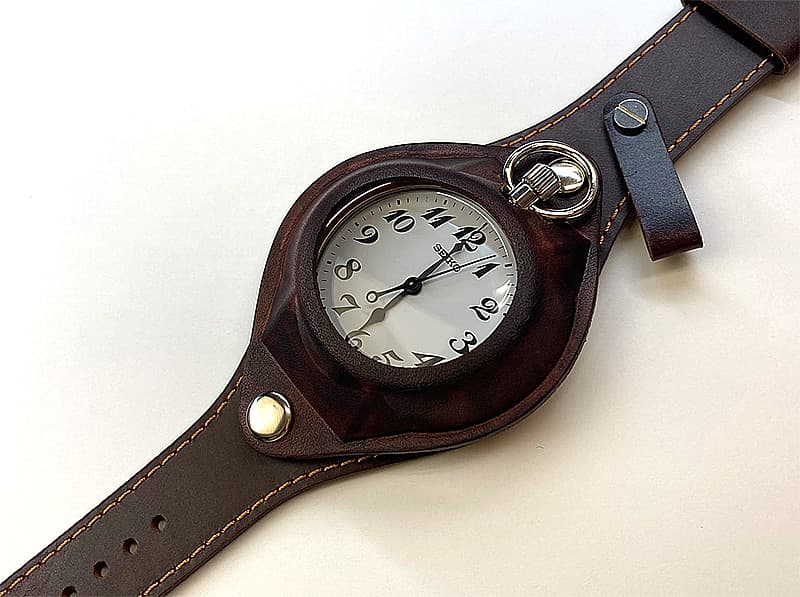 懐中時計用 腕時計レザーベルト ブラウン 単品
