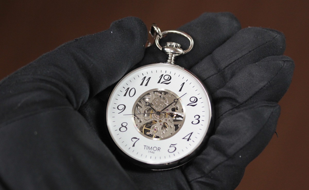 Timor ティモール オープンフェイス スケルトン Tp103ch02 シルバーカラー 懐中時計