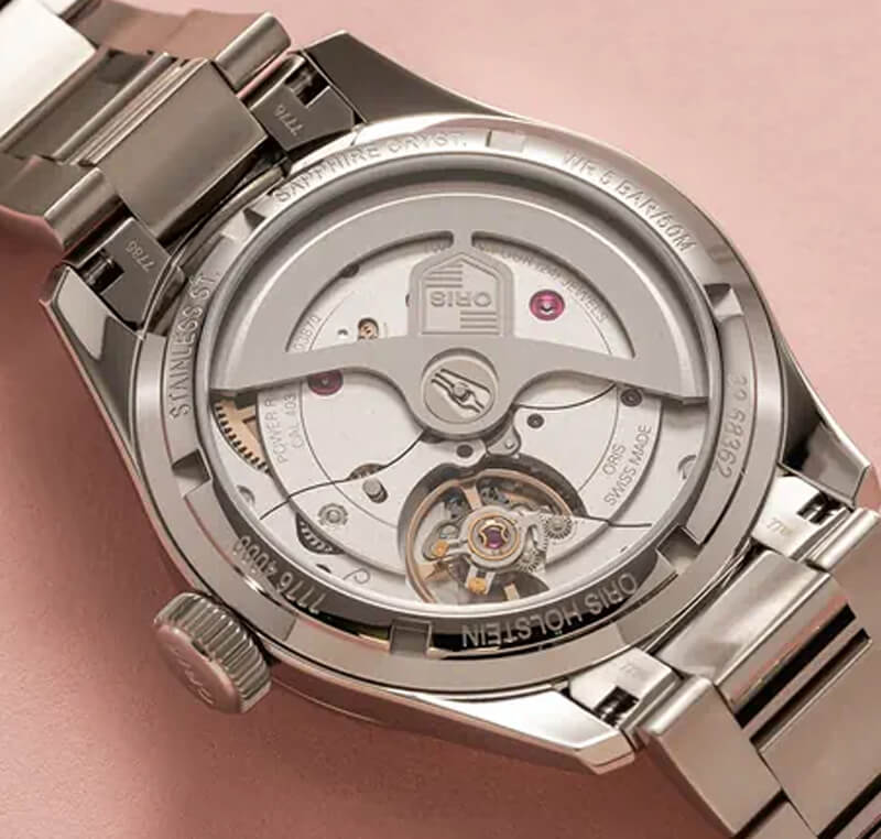 オリス（ORIS) ビッグクラウンポインターデイト キャリバー403 38mm 腕時計 403 7776 4065-07 8 19 06 （ネイビー）　シースルーバック　レッドローター