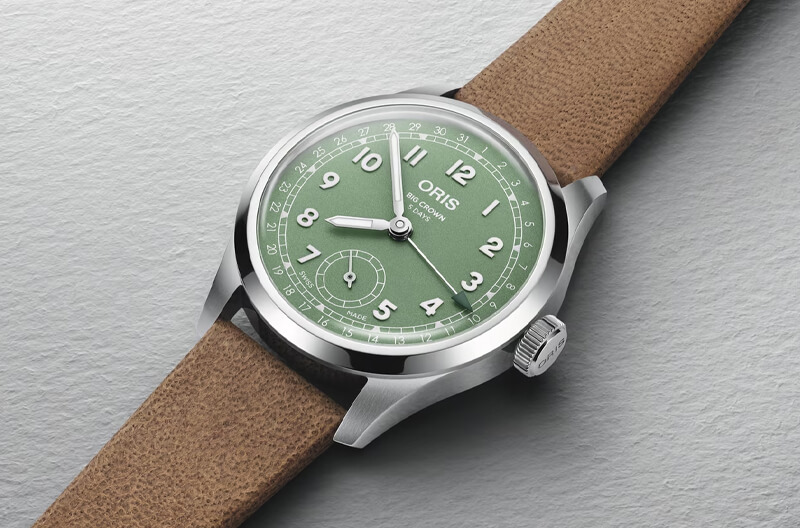オリス(ORIS) ビッグクラウンポインターデイト キャリバー403 40mm 腕時計 403 7799 4067-07 6 20 09FC (グリーン/レザーストラップ)