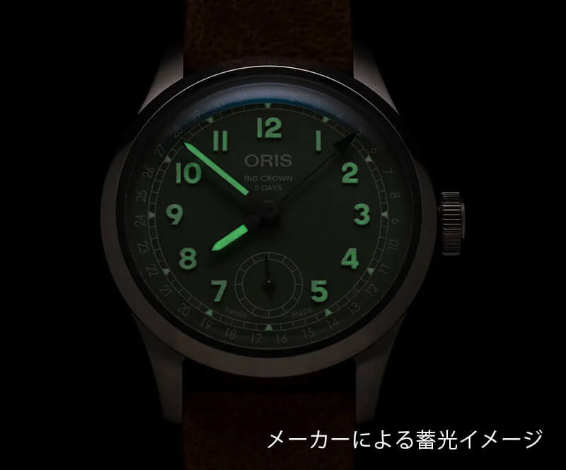 オリス(ORIS) ビッグクラウンポインターデイト キャリバー403 40mm 腕時計 403 7799 4067-07 6 20 09FC (グリーン/レザーストラップ) シースルーバック レッドローター