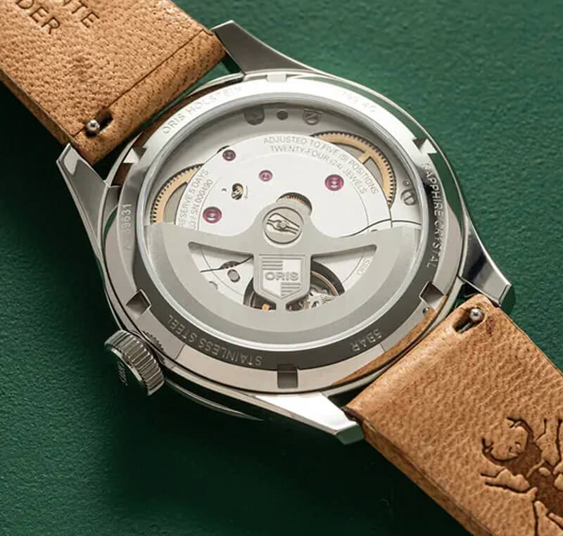 オリス（ORIS) ビッグクラウンポインターデイト キャリバー403 40mm 腕時計 403 7799 4068-07 6 20 11FC （テラコッタ/レザーストラップ）　シースルーバック　レッドローター