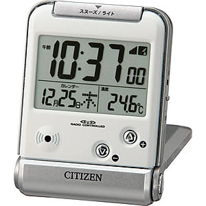 CITIZEN/シチズン　温度計・カレンダー機能付　電波デジタルアラームトラベラー　【8RZ081019】