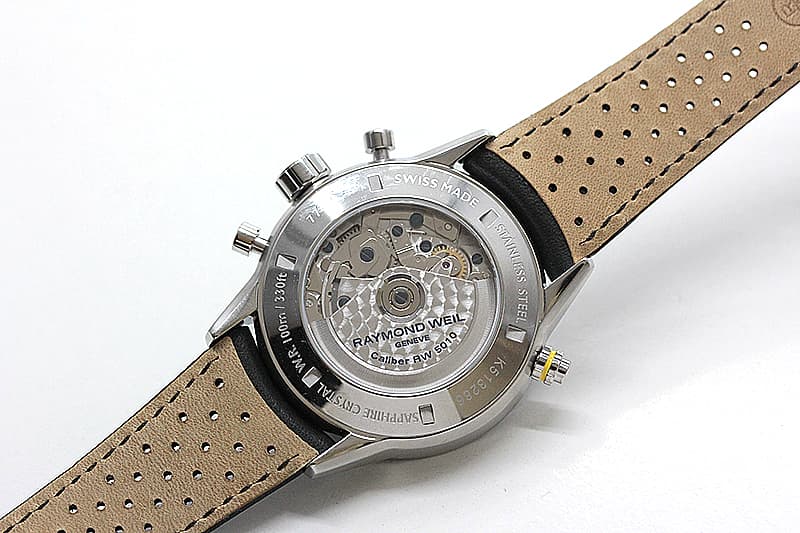 レイモンドウィル フリーランサー クロノグラフ 自動巻き メンズ 腕時計 黒文字盤 純正革ベルト 7740-SC1-20021