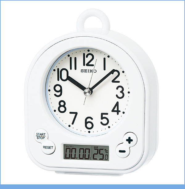 SEIKO セイコー 生活防水仕様 キッチン＆バスクロック 掛け置き兼用時計 BZ358W 白