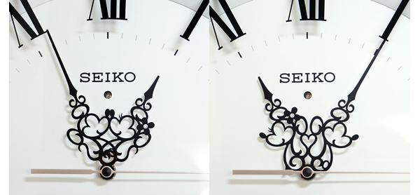 SEIKO セイコー ディズニーキャラクター 電波 掛け時計 ミッキー＆ミニー FS506W　文字盤